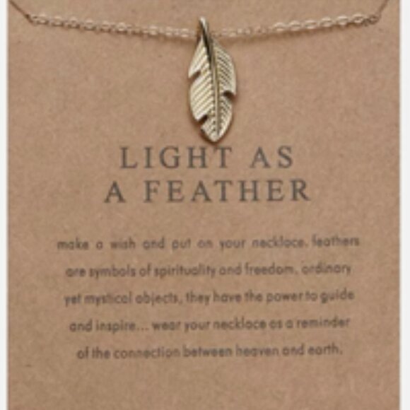 NEW “Light As A Feather” Feather Pendant Necklace w/ Quote & Card - Great Gift! - Picture 2 of 2